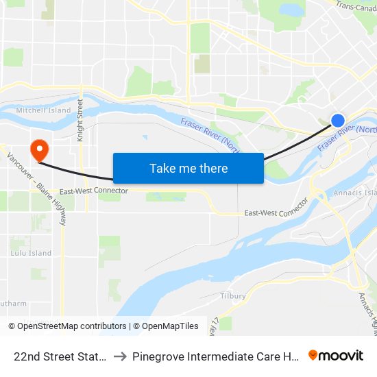 22nd Street Station to Pinegrove Intermediate Care Home map