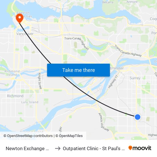 Newton Exchange @ Bay 4 to Outpatient Clinic - St Paul's Hospital map