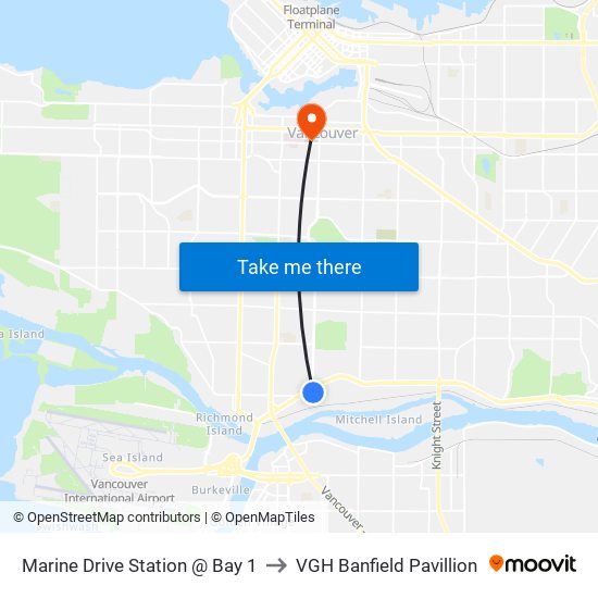 Marine Drive Station @ Bay 1 to VGH Banfield Pavillion map