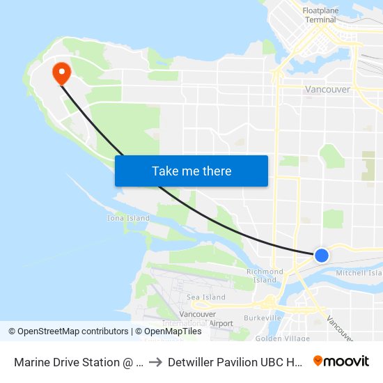 Marine Drive Station @ Bay 1 to Detwiller Pavilion UBC Hospital map