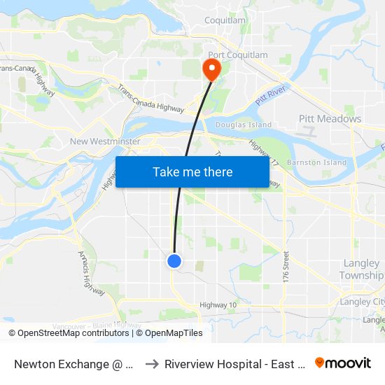 Newton Exchange @ Bay 4 to Riverview Hospital - East Lawn map
