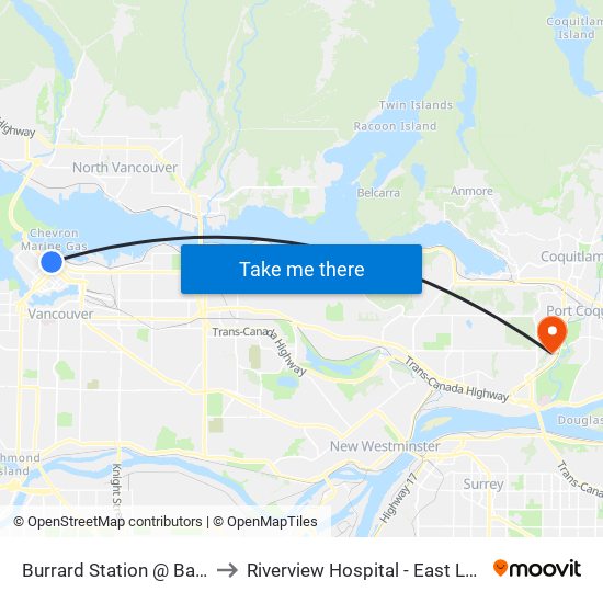 Burrard Station @ Bay 1 to Riverview Hospital - East Lawn map