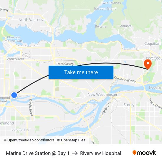 Marine Drive Station @ Bay 1 to Riverview Hospital map