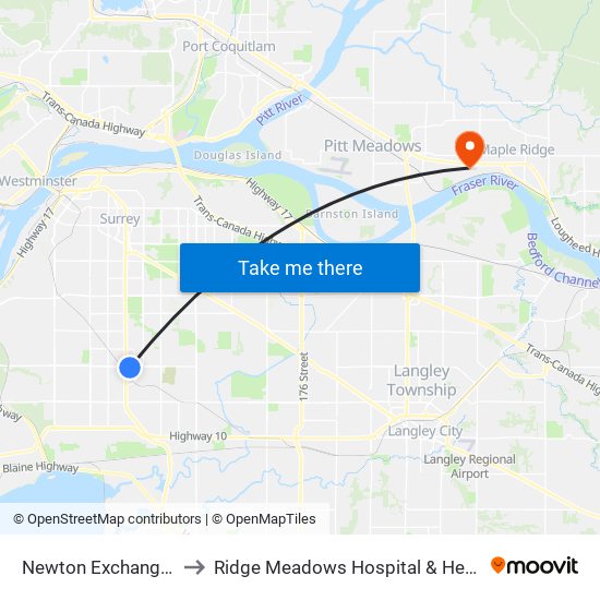 Newton Exchange @ Bay 4 to Ridge Meadows Hospital & Health Care Centre map