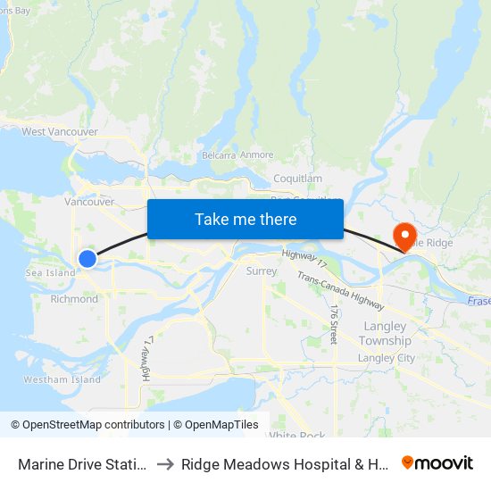 Marine Drive Station @ Bay 1 to Ridge Meadows Hospital & Health Care Centre map