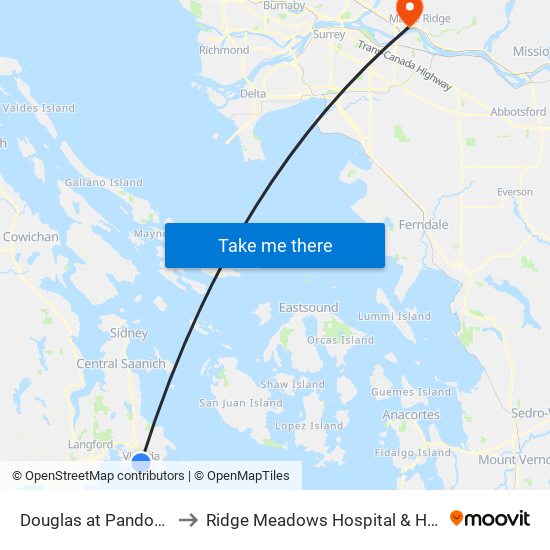 Douglas at Pandora - City Hall to Ridge Meadows Hospital & Health Care Centre map