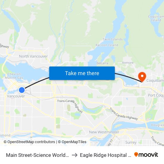 Main Street-Science World Station @ Bay 1 to Eagle Ridge Hospital & Health Care map