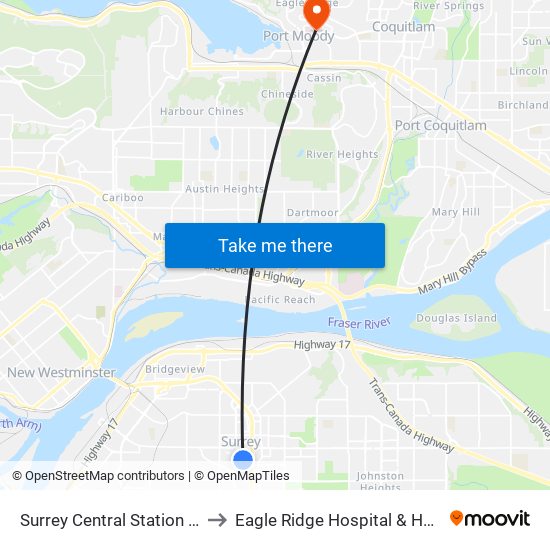 Surrey Central Station @ Bay 9 to Eagle Ridge Hospital & Health Care map