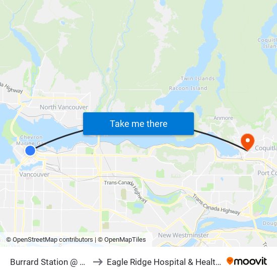 Burrard Station @ Bay 1 to Eagle Ridge Hospital & Health Care map