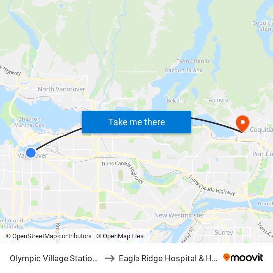 Olympic Village Station @ Bay 1 to Eagle Ridge Hospital & Health Care map