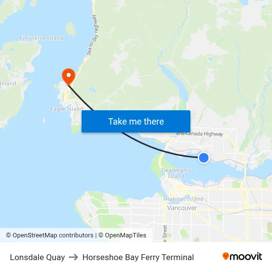 Lonsdale Quay to Horseshoe Bay Ferry Terminal map