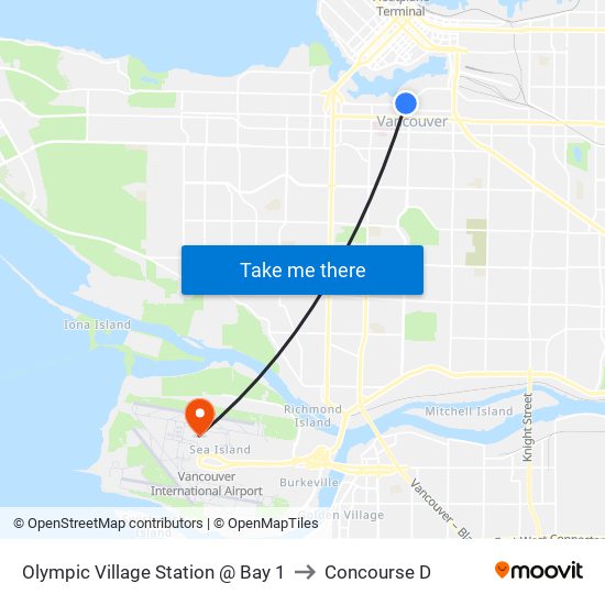 Olympic Village Station @ Bay 1 to Concourse D map