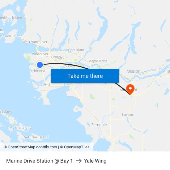 Marine Drive Station @ Bay 1 to Yale Wing map