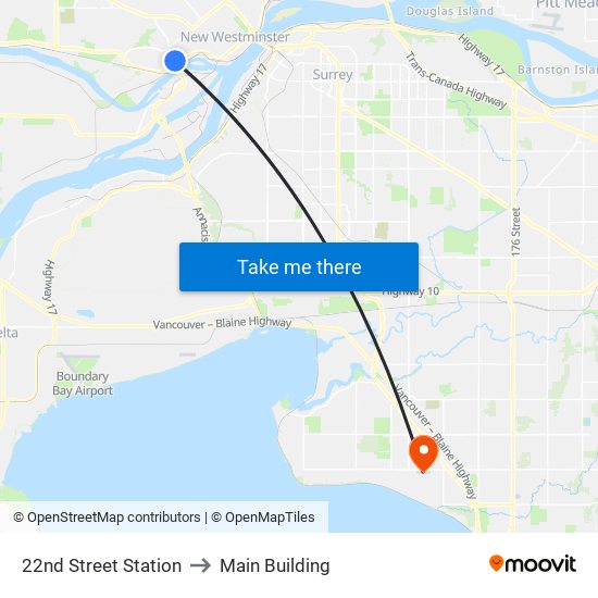 22nd Street Station to Main Building map