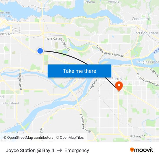 Joyce Station @ Bay 4 to Emergency map