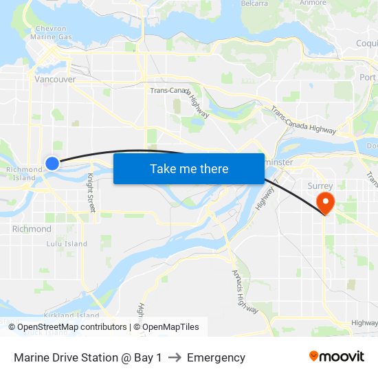 Marine Drive Station @ Bay 1 to Emergency map