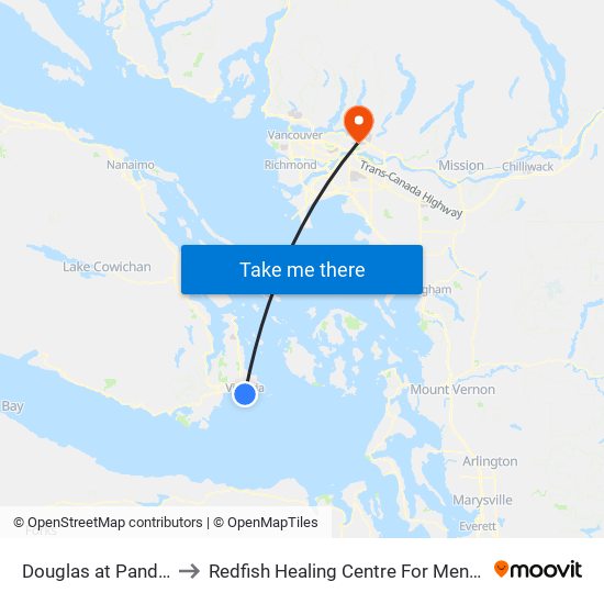 Douglas at Pandora - City Hall to Redfish Healing Centre For Mental Health and Addiction map