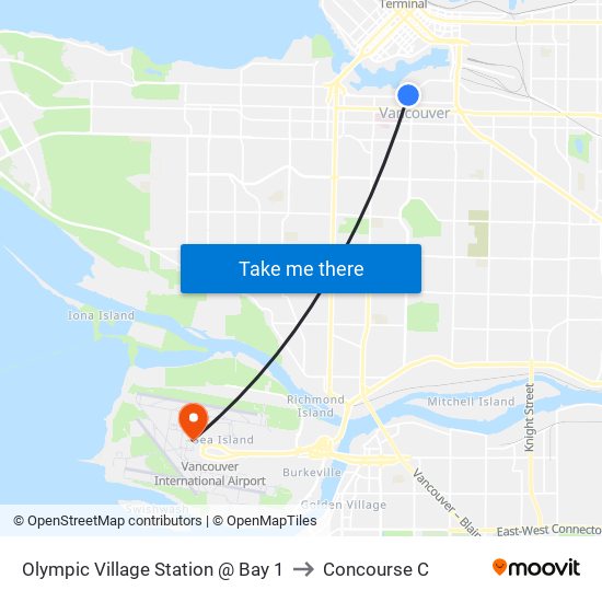 Olympic Village Station @ Bay 1 to Concourse C map