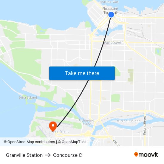 Granville Station to Concourse C map