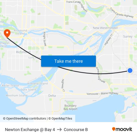 Newton Exchange @ Bay 4 to Concourse B map