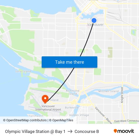 Olympic Village Station @ Bay 1 to Concourse B map