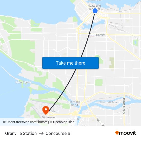 Granville Station to Concourse B map