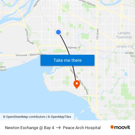 Newton Exchange @ Bay 4 to Peace Arch Hospital map