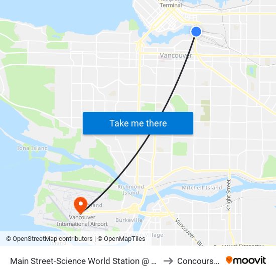 Main Street-Science World Station @ Bay 1 to Concourse A map