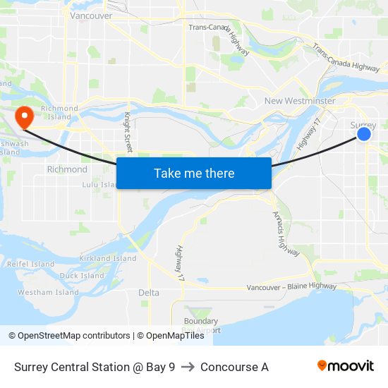 Surrey Central Station @ Bay 9 to Concourse A map