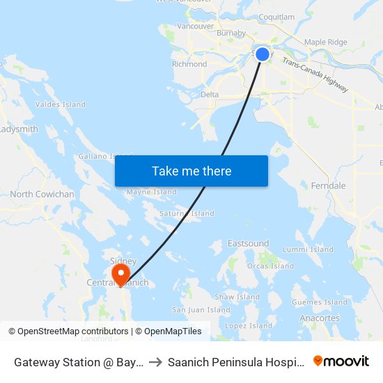 Gateway Station @ Bay 3 to Saanich Peninsula Hospital map