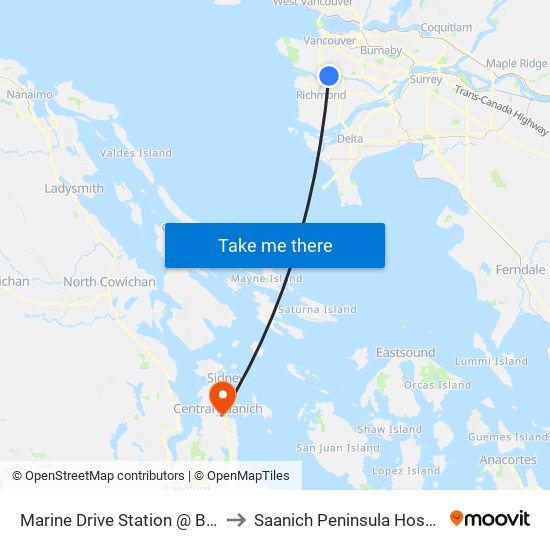 Marine Drive Station @ Bay 1 to Saanich Peninsula Hospital map