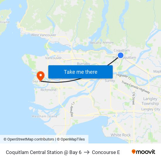 Coquitlam Central Station @ Bay 6 to Concourse E map