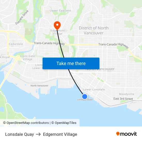 Lonsdale Quay to Edgemont Village map