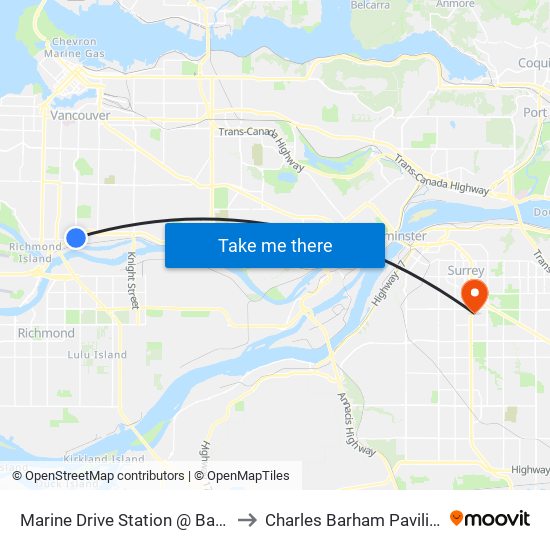 Marine Drive Station @ Bay 1 to Charles Barham Pavilion map