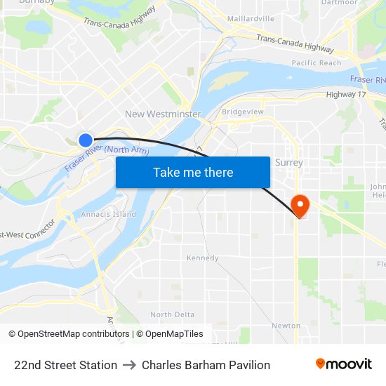 22nd Street Station to Charles Barham Pavilion map