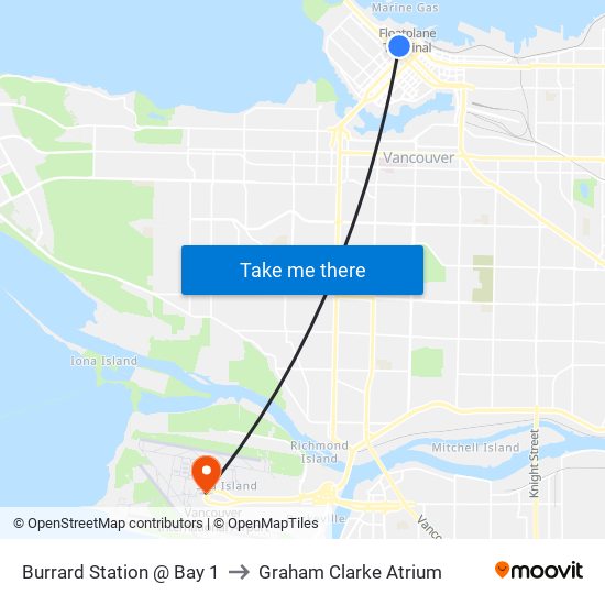 Burrard Station @ Bay 1 to Graham Clarke Atrium map