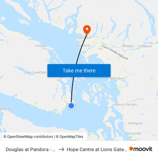 Douglas at Pandora - City Hall to Hope Centre at Lions Gate Hospital map