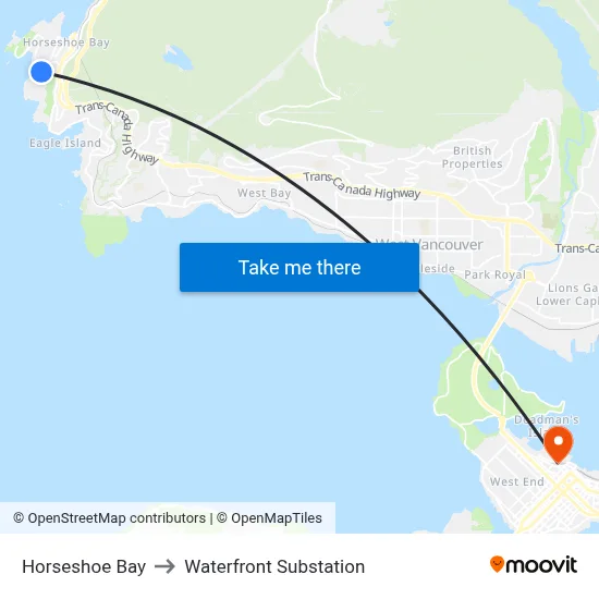 Horseshoe Bay to Waterfront Substation map