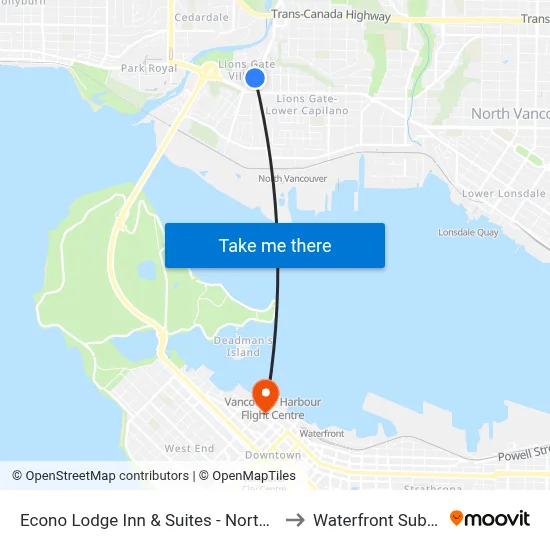 Econo Lodge Inn & Suites - North Vancouver to Waterfront Substation map