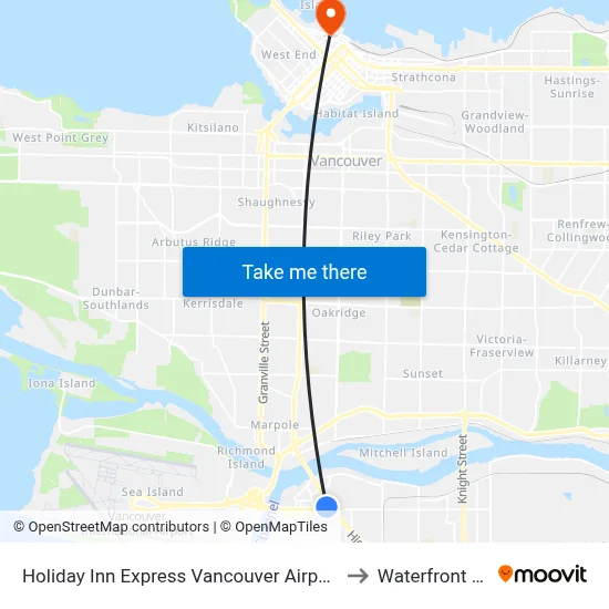 Holiday Inn Express Vancouver Airport Richmond an IHG Hotel to Waterfront Substation map