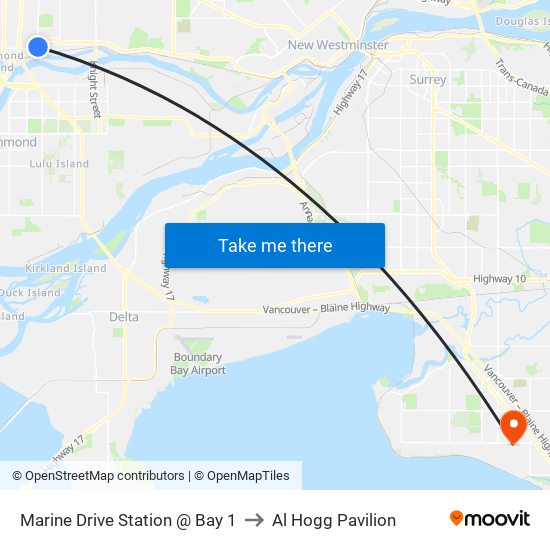 Marine Drive Station @ Bay 1 to Al Hogg Pavilion map