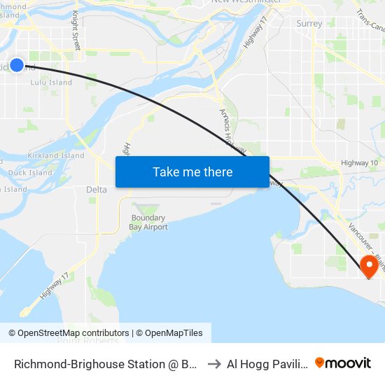 Richmond-Brighouse Station @ Bay 1 to Al Hogg Pavilion map