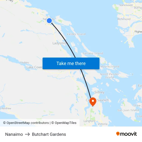 Nanaimo to Butchart Gardens map