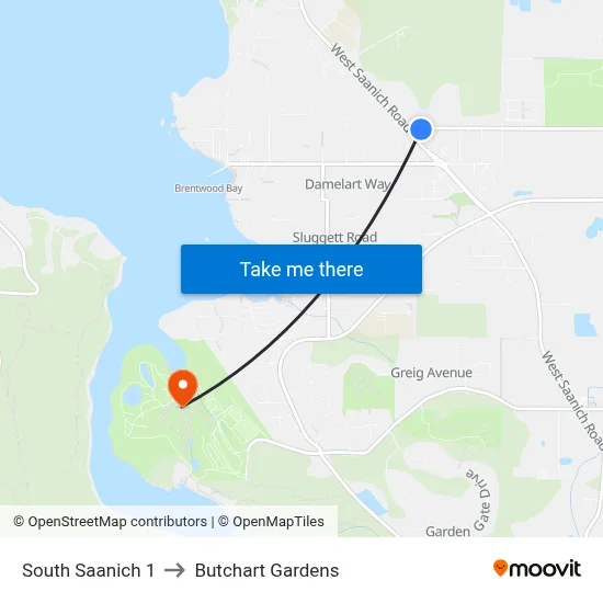 South Saanich 1 to Butchart Gardens map
