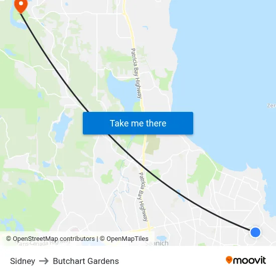 Sidney to Butchart Gardens map