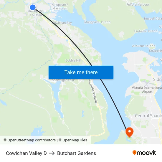 Cowichan Valley D to Butchart Gardens map