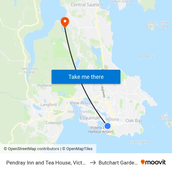 Pendray Inn and Tea House, Victoria to Butchart Gardens map