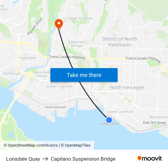 Lonsdale Quay to Capilano Suspension Bridge map