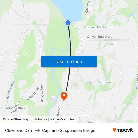 Cleveland Dam to Capilano Suspension Bridge map
