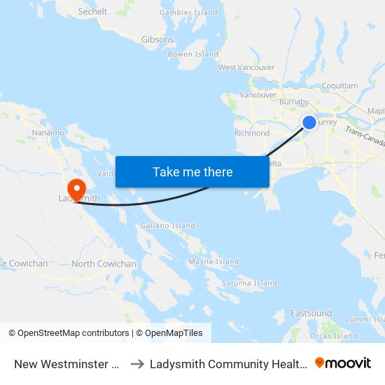 New Westminster Station to Ladysmith Community Health Centre map